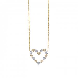 Two-Tone Gold & Diamond Heart Necklace