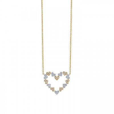 Two-Tone Gold & Diamond Heart Necklace