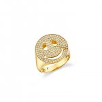 Gold & Diamond Large Happy Face Signet Ring