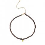 Gold & Diamond Enamel Single Stone Wood Necklace