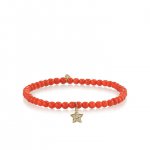 Gold & Diamond Small Star On Red Bamboo Coral