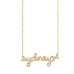 Gold & Diamond Custom Script Butterfly Icon Necklace