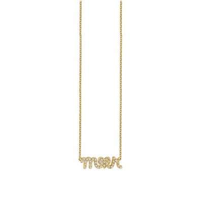 Gold & Diamond Custom Script Heart Icon Necklace