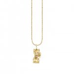 Gold & Diamond Lucky Cat Charm