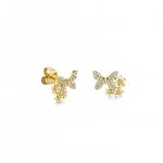 Gold & Diamond Daisy Butterfly Cluster Stud