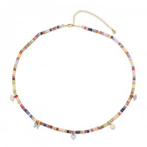 Little Loves Gold & Enamel Tiny Charms Rainbow Zircon Necklace