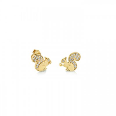 Little Loves Gold & Diamond Small Squirrel Stud