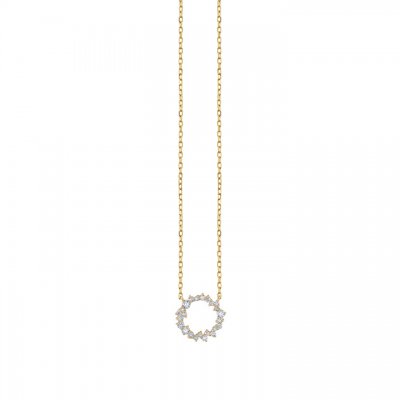 Gold & Diamond Small Cocktail Circle Necklace