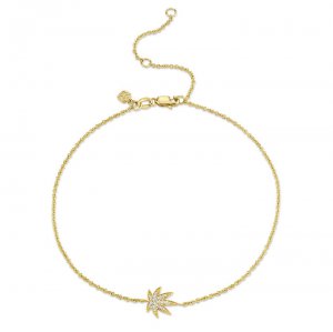 Gold & Diamond Pot Leaf Anklet