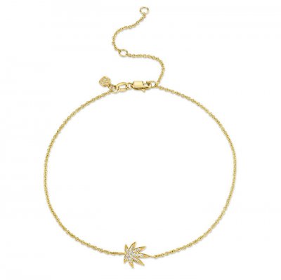 Gold & Diamond Pot Leaf Anklet