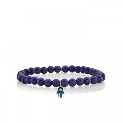 Men's Collection Gold & Diamond Enamel Hamsa on Lapis