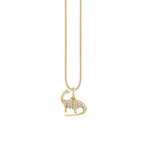 Little Loves Gold & Diamond Brontosaurus Necklace