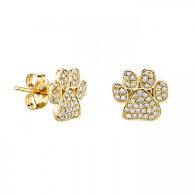 Gold & Diamond Paw Stud