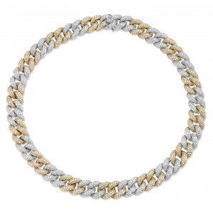 Two-Tone Gold & Pave Diamond Link Necklace