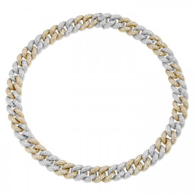 Two-Tone Gold & Pave Diamond Link Necklace