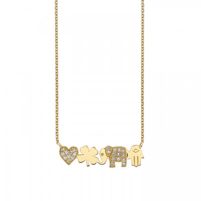 Gold & Diamond Icon Bar Necklace