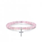 White Gold & Diamond Small Cross on Mystic Pink Grapolite