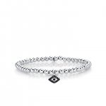 White Gold & Diamond Evil Eye on White Gold Beads