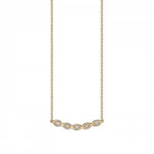 Gold & Diamond Marquise Eye Curved Necklace