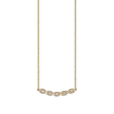 Gold & Diamond Marquise Eye Curved Necklace