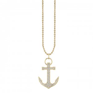 Large Gold & Diamond Anchor Charm