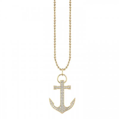 Large Gold & Diamond Anchor Charm