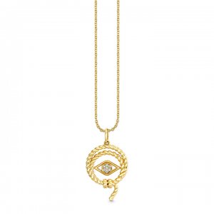 Gold & Diamond Evil Eye Lasso Charm