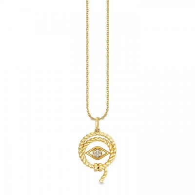 Gold & Diamond Evil Eye Lasso Charm