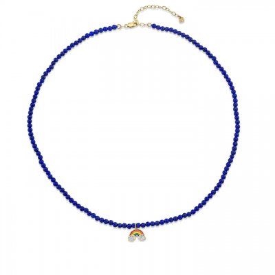 Little Loves Gold & Diamond Enamel Rainbow Lapis Necklace