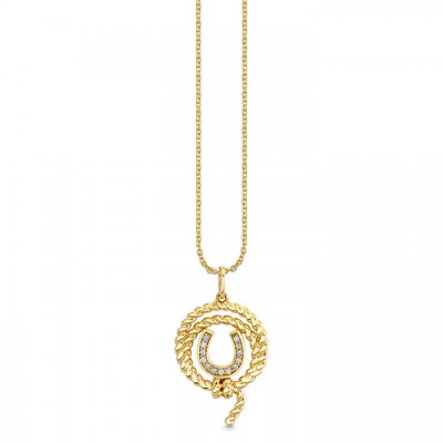 Gold & Diamond Horseshoe Lasso Charm