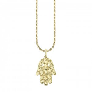 Gold Nugget Large Hamsa Charm