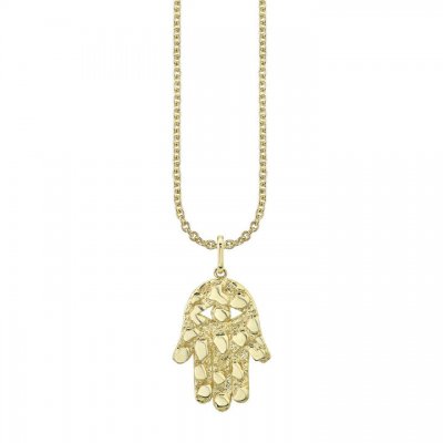 Gold Nugget Large Hamsa Charm