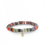 Men's Collection Gold & Diamond Hamsa on Rainbow Heishi