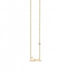 Gold Plated Sterling Silver Love Necklace with Bezel Set Diamond