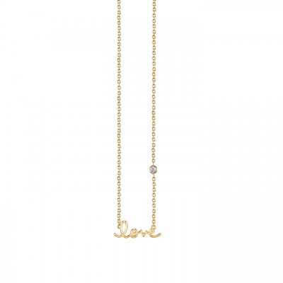 Gold Plated Sterling Silver Love Necklace with Bezel Set Diamond