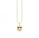 Gold & Ruby Heart Eyes Happy Face Charm