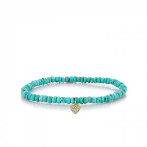 Gold & Diamond Baby Heart on Turquoise