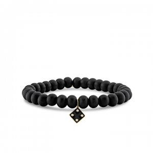 Men's Collection Gold & Diamond Enamel Dice on Black Jade