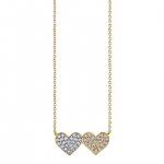 Gold & Diamond Medium Double Heart Necklace