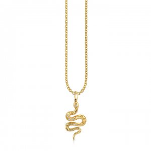 Gold & Diamond Etched Snake Charm