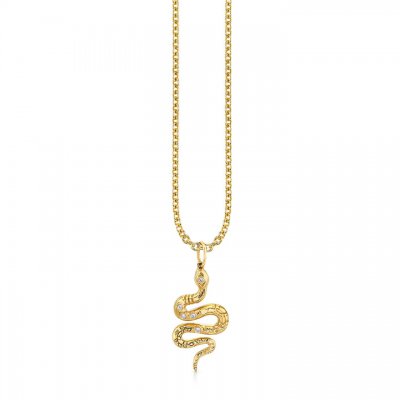 Gold & Diamond Etched Snake Charm