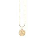 Gold & Diamond Aquarius Zodiac Medallion