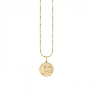 Gold & Diamond Aquarius Zodiac Medallion