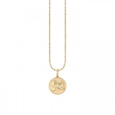 Gold & Diamond Aquarius Zodiac Medallion