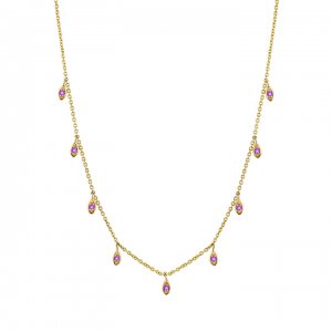 Gold & Gemstone Marquise Fringe Necklace