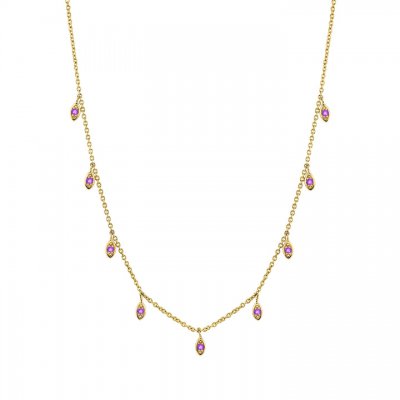 Gold & Gemstone Marquise Fringe Necklace