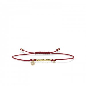 Gold & Diamond Tiny Disc Cord Bracelet