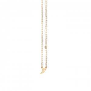 Gold Plated Sterling Silver Horn Necklace with Bezel Set Diamond