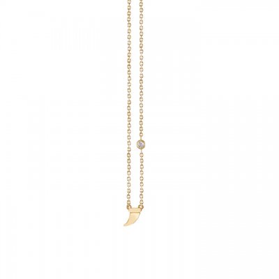 Gold Plated Sterling Silver Horn Necklace with Bezel Set Diamond