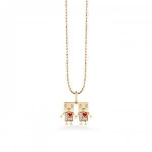 Gold & Diamond Robot Friendship Charm